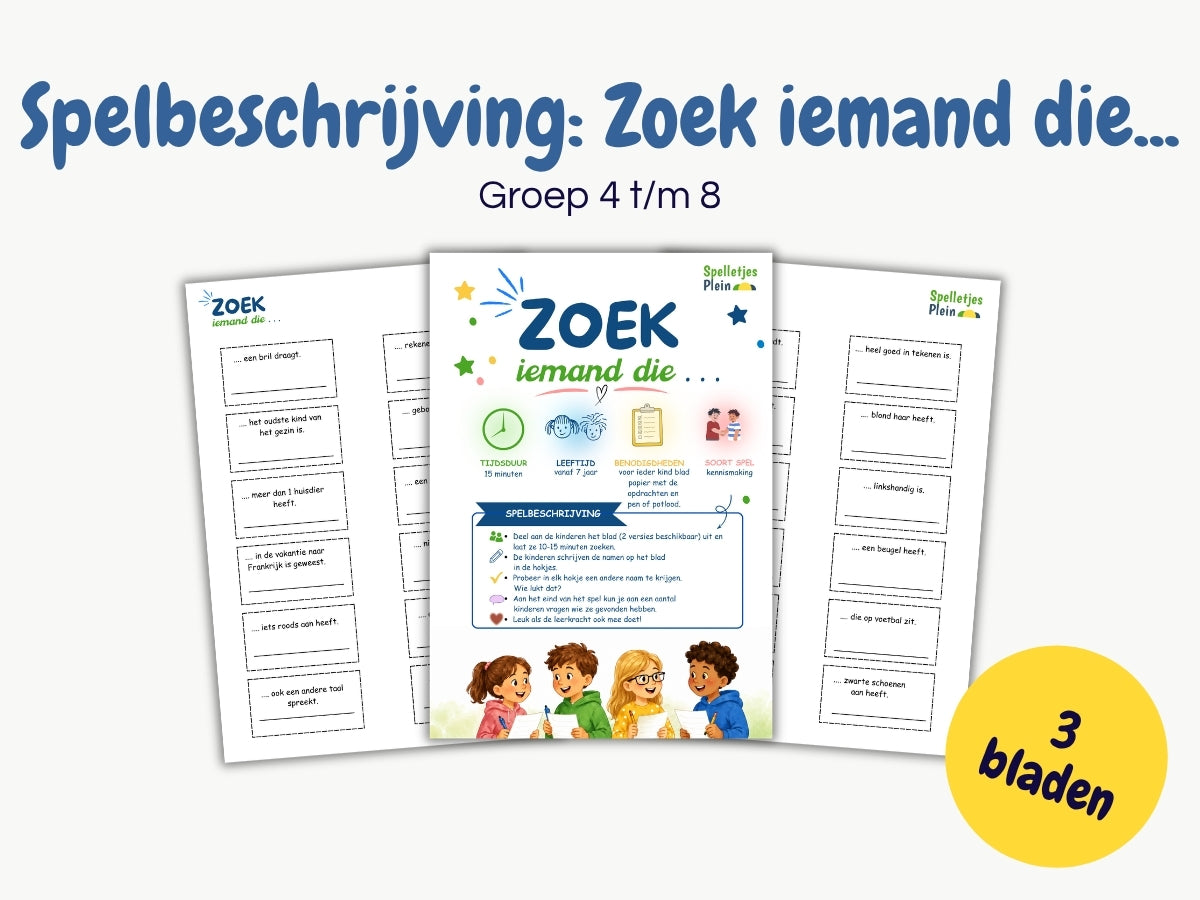 Spelbeschrijving: Zoek iemand die... – spel voor groep 4 t/m 8