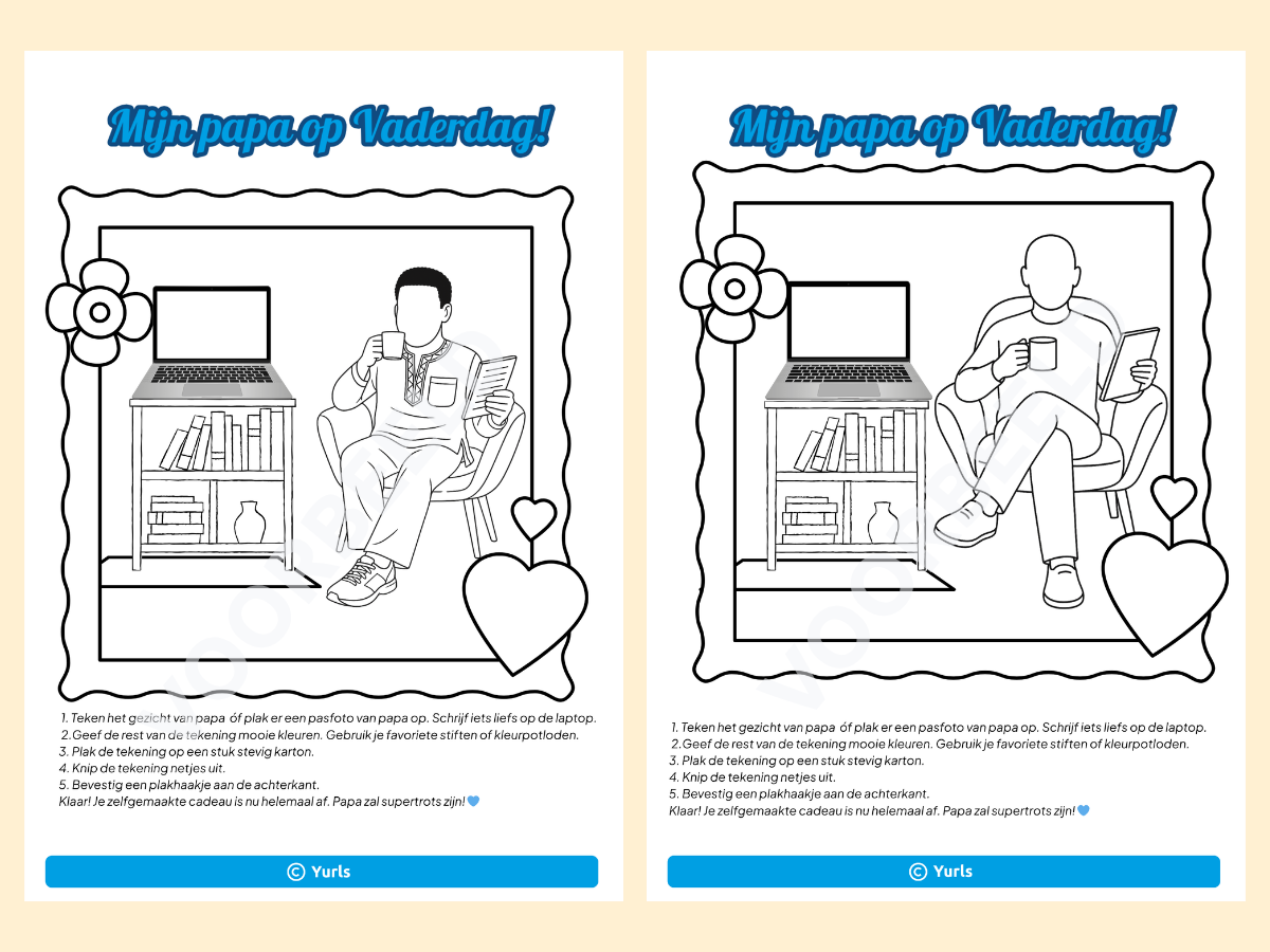 Mijn papa op Vaderdag – kleurplaten voor groep 3 t/m 8