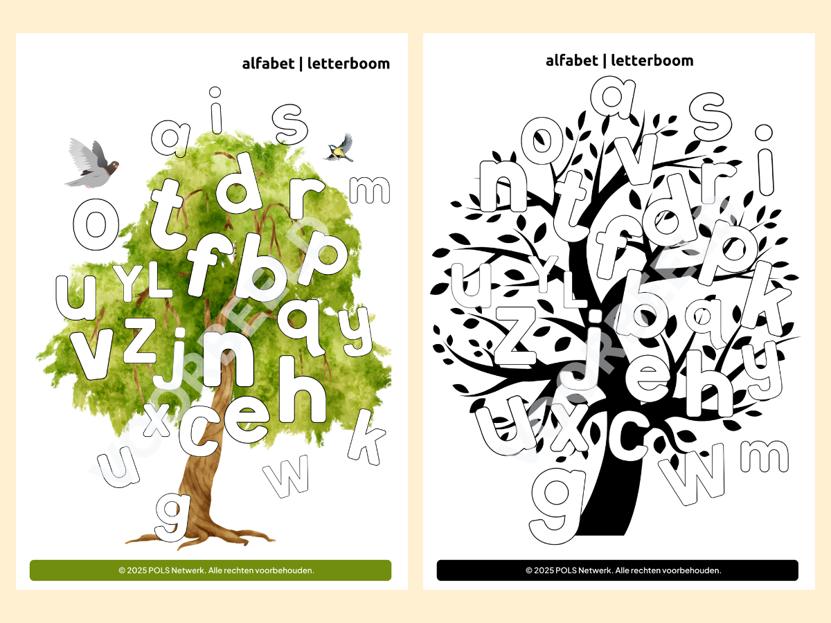 Letterboom – werkbladen voor groep 1/2/3