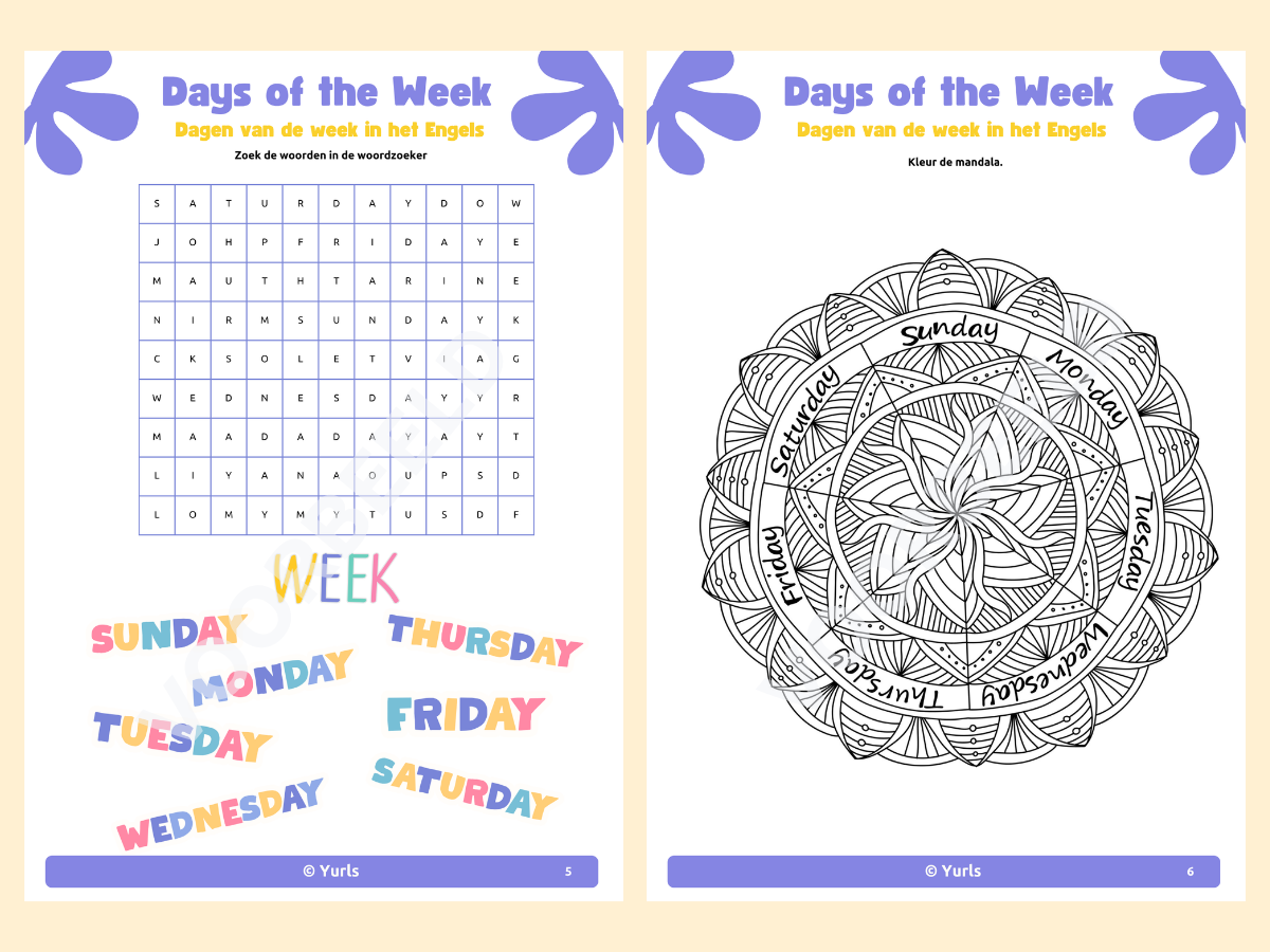 Werkboekje Engels – Days of the week