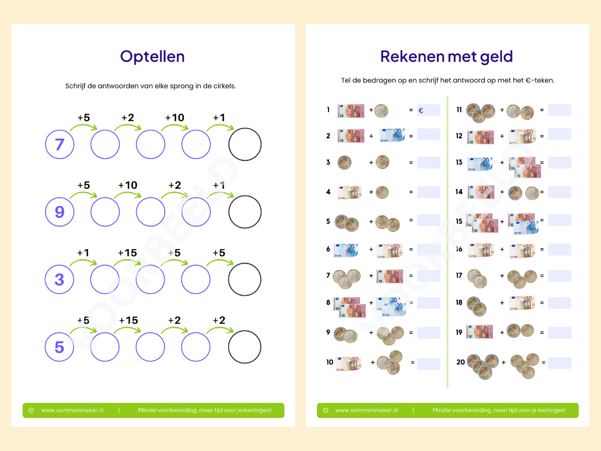 Rekenboekje – werkbladen voor groep 4