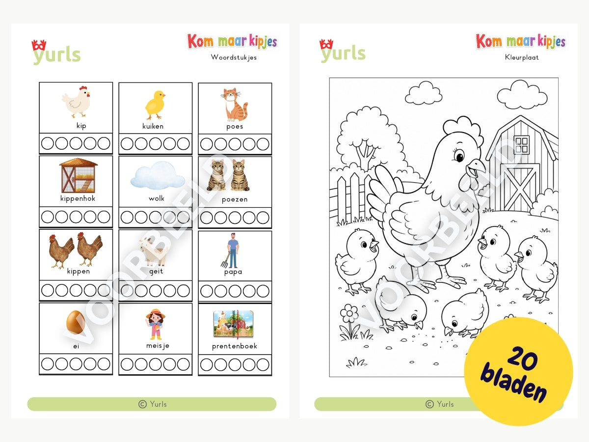 Werkboekje Kom maar, kipjes! – werkbladen voor groep 1/2