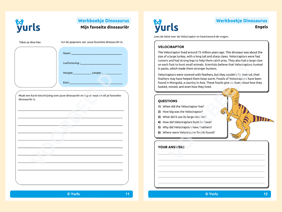 Werkboekje Dinosaurus – werkbladen voor groep 6/7/8
