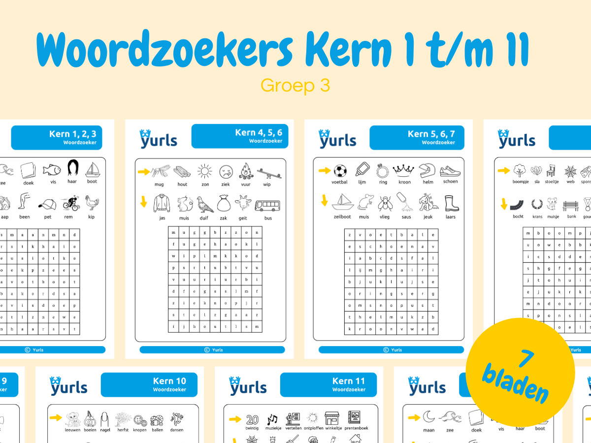 Woordzoekers Kern 1 t/m 11 – woordzoekers voor groep 3