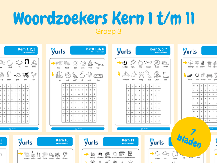 Woordzoekers Kern 1 t/m 11 – woordzoekers voor groep 3
