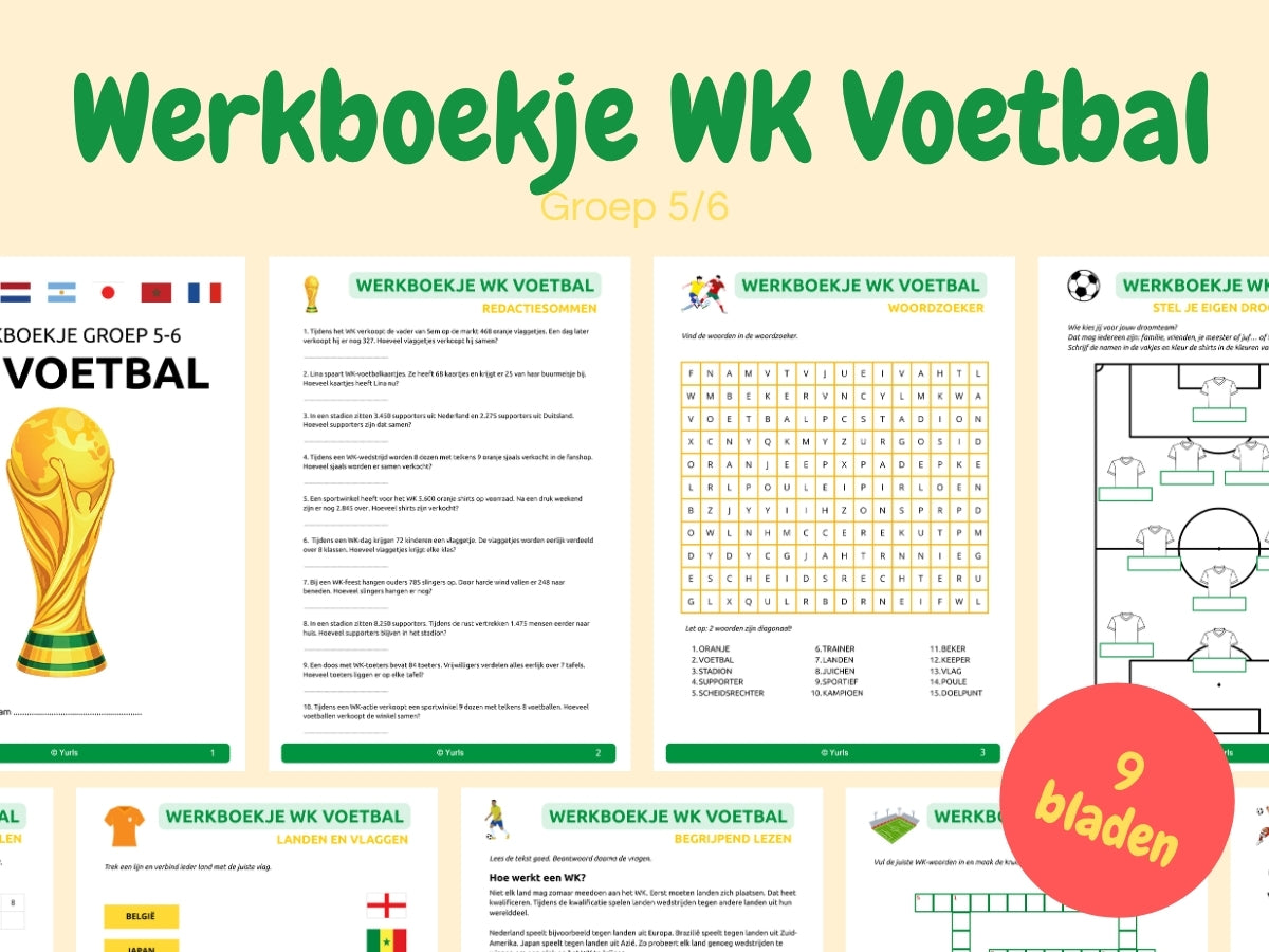 Werkboekje WK Voetbal – werkbladen voor groep 5/6
