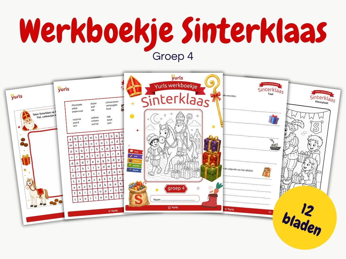 Werkboekje Sinterklaas groep 4 - overzicht van de werkbladen