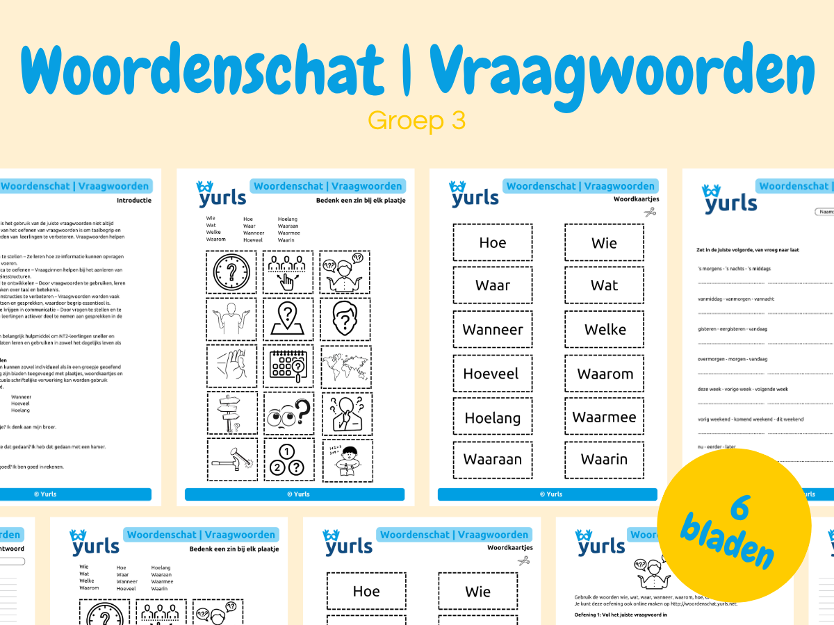 Woordenschat | Vraagwoorden – werkbladen voor groep 4/5