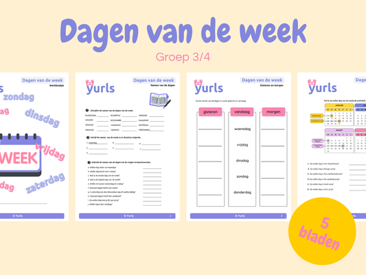 Dagen van de week | werkbladen voor groep 3/4