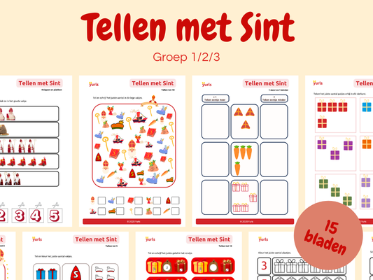 Tellen met Sint – werkbladen voor groep 1/2/3