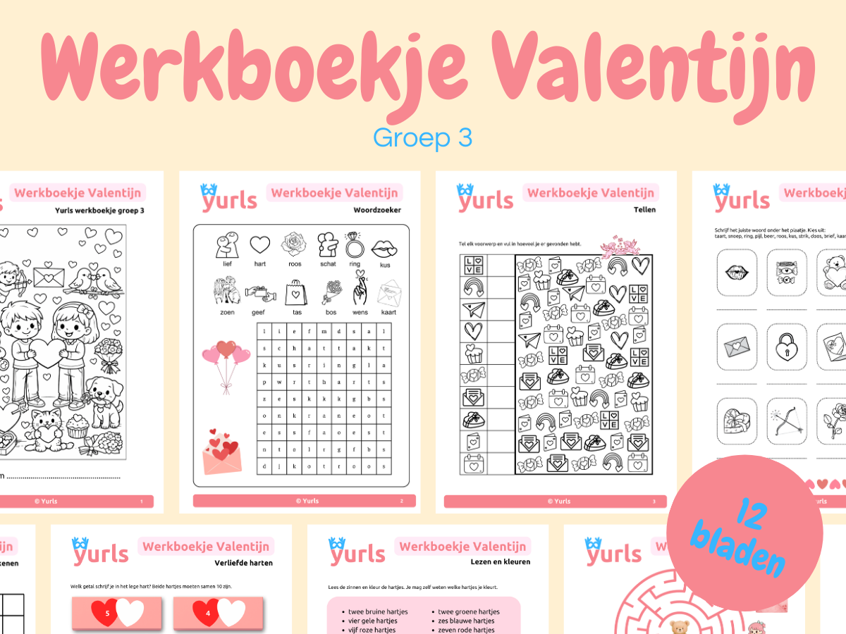 Werkboekje Valentijn – werkbladen groep 3