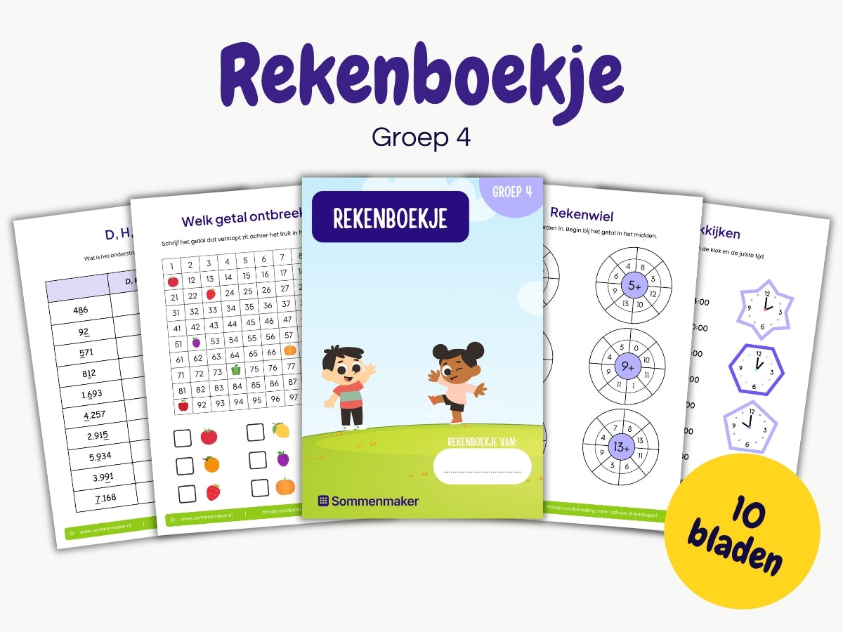 Rekenboekje – werkbladen voor groep 4