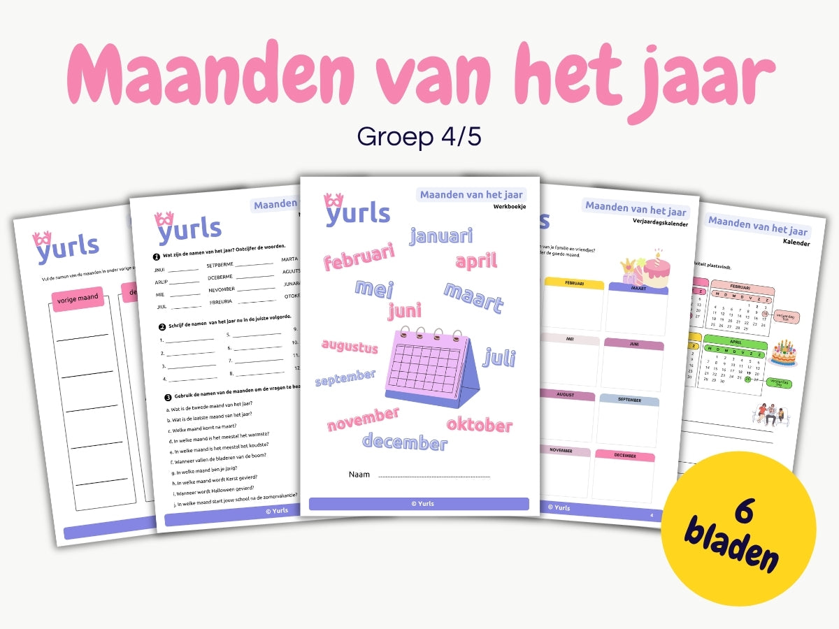 Maanden van het jaar | werkbladen voor groep 4/5