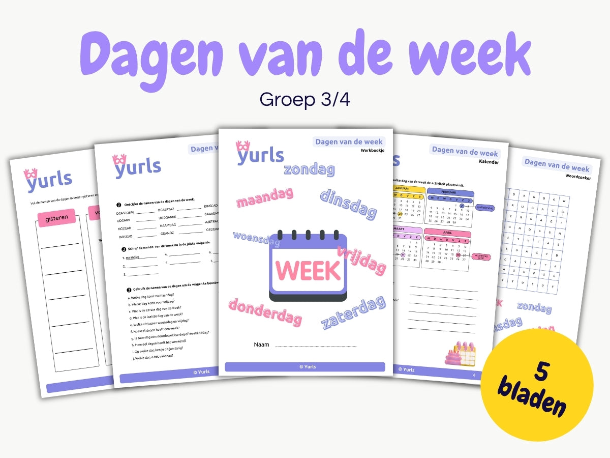 Dagen van de week | werkbladen groep 3/4