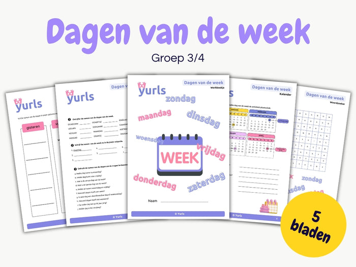 Dagen van de week | werkbladen groep 3/4