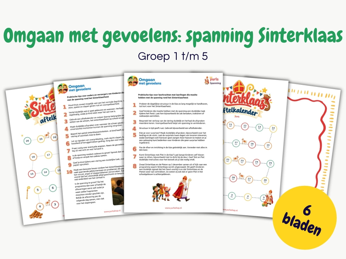 Omgaan met gevoelens: spanning Sinterklaas – tips en aftelkalender groep 1 t/m 5