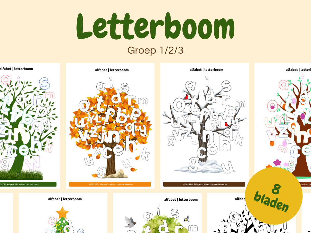 Letterboom – werkbladen voor groep 1/2/3
