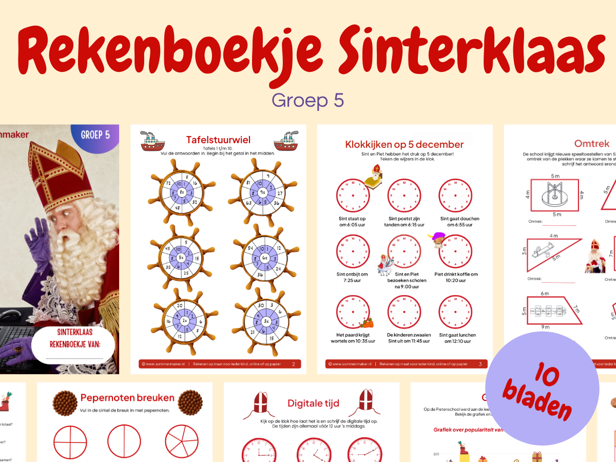 Rekenboekje Sinterklaas – werkbladen voor groep 5