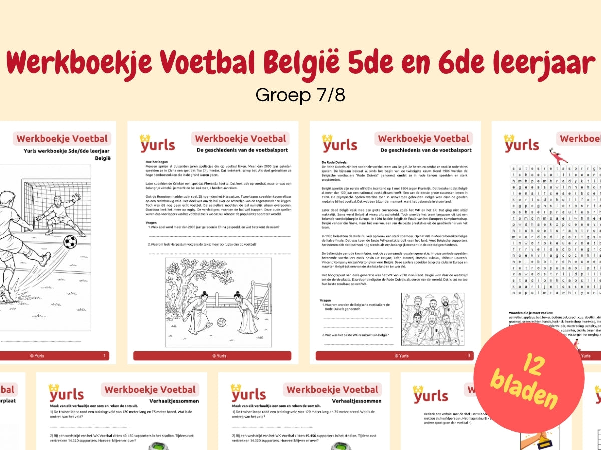 Werkboekje Voetbal België 5de en 6de leerjaar – werkbladen voor groep 7/8