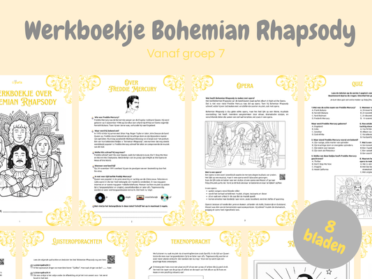 Werkboekje Bohemian Rhapsody – werkbladen over Bohemian Rhapsody en Queen