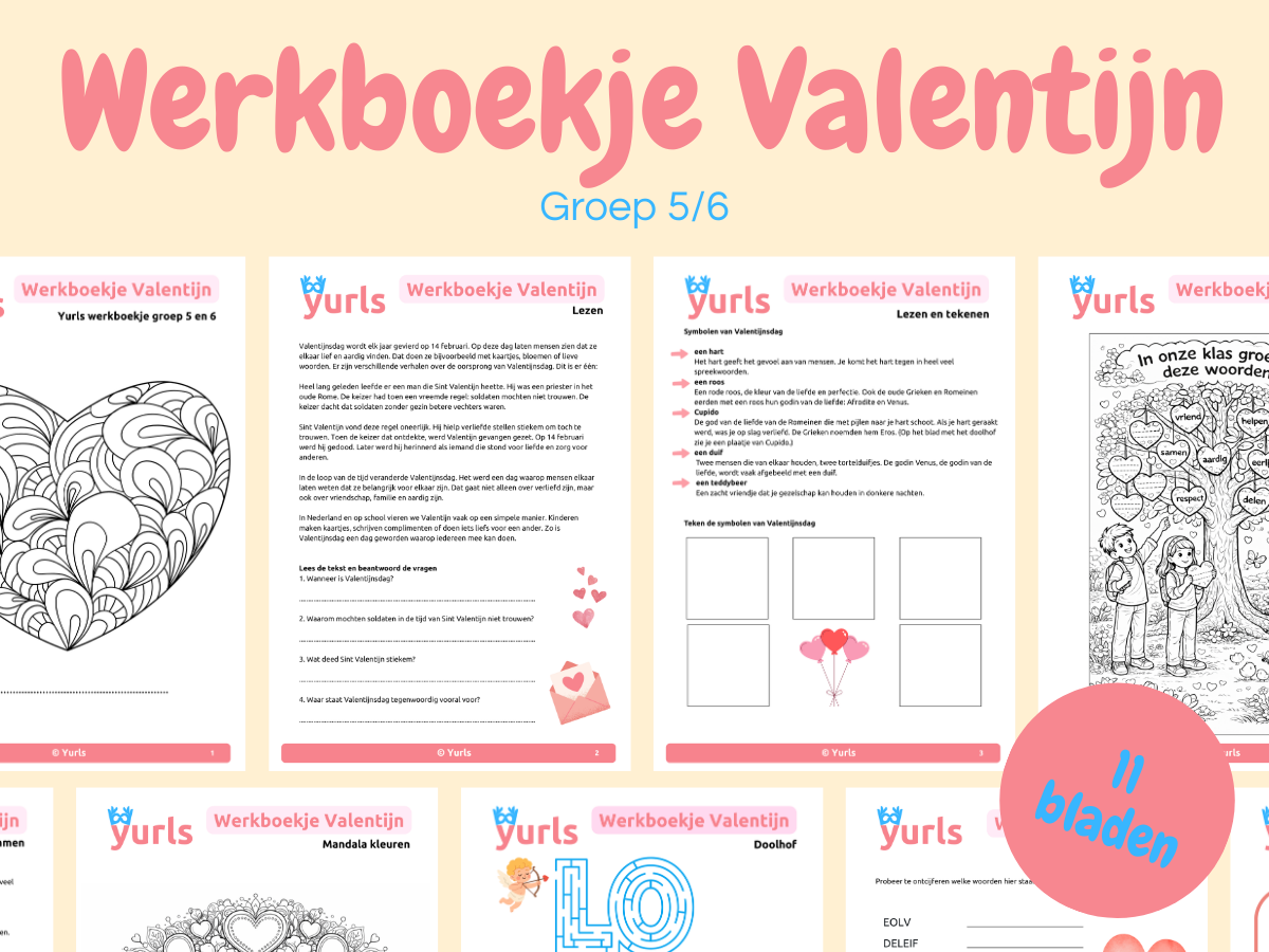 Werkboekje Valentijn – werkbladen voor groep 5/6