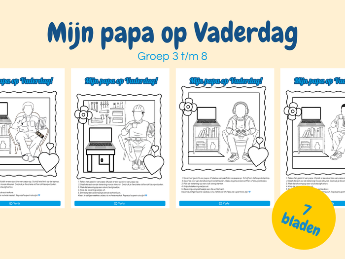 Mijn papa op Vaderdag – kleurplaten voor groep 3 t/m 8