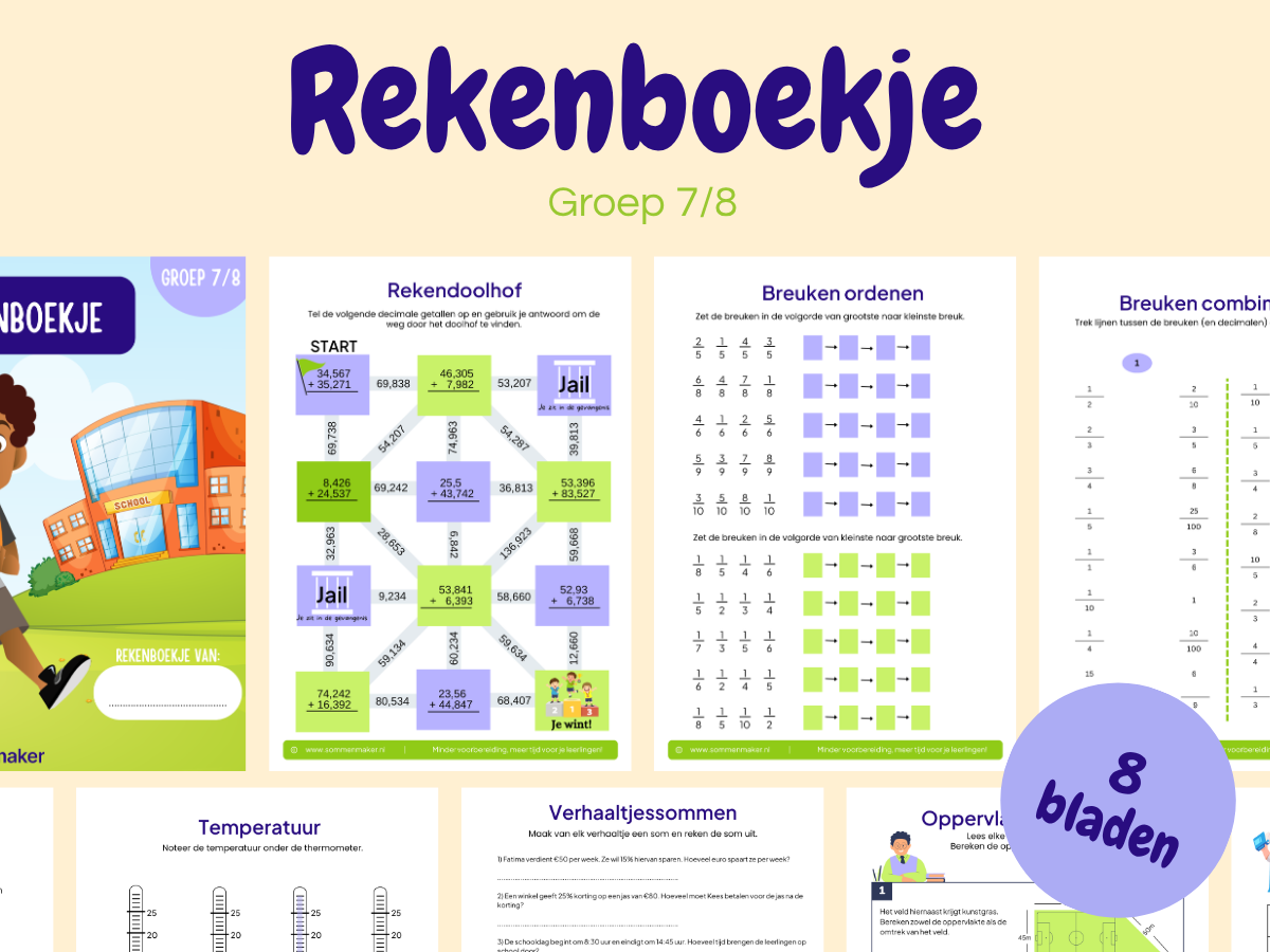 Rekenboekje – werkbladen voor groep 7/8