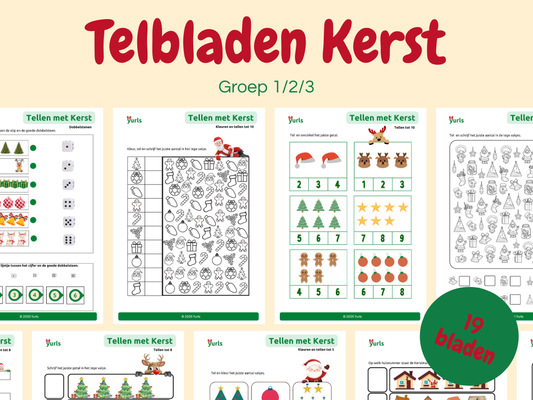 Telbladen Kerst – werkbladen voor groep 1/2/3