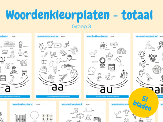 Woordenkleurplaten totaal – woordenkleurplaten voor groep 3