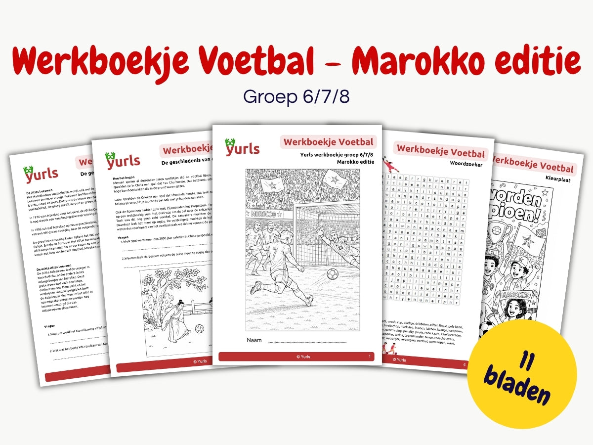 Werkboekje Voetbal Marokko editie – werkbladen groep 6/7/8