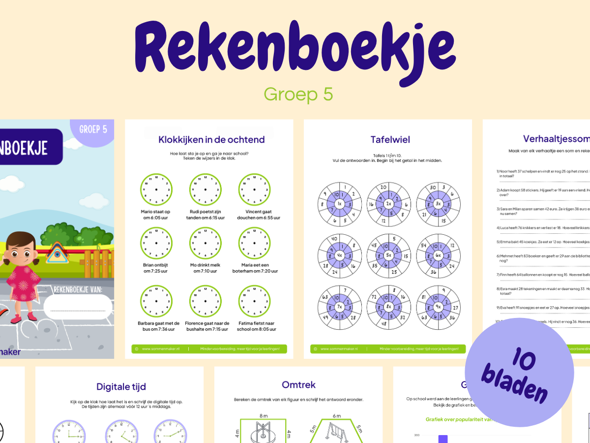 Rekenboekje – werkbladen voor groep 5
