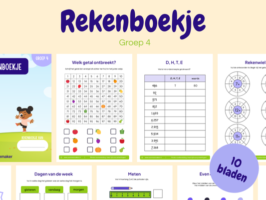 Rekenboekje – werkbladen voor groep 4