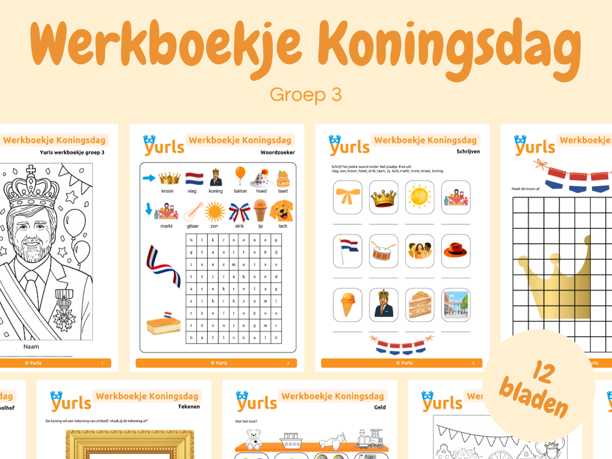 Werkboekje Koningsdag – werkbladen voor groep 3