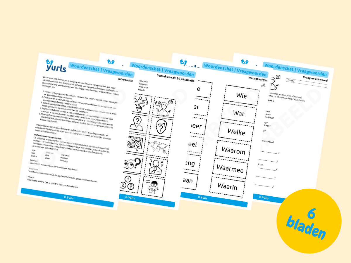 Woordenschat | Vraagwoorden – werkbladen voor groep 4/5