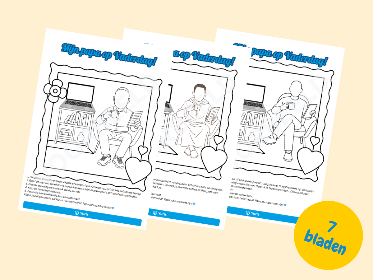 Mijn papa op Vaderdag – kleurplaten voor groep 3 t/m 8