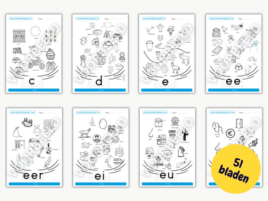 Woordenkleurplaten totaal – woordenkleurplaten voor groep 3