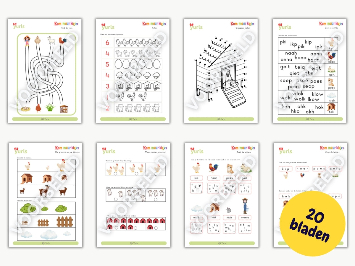 Werkboekje Kom maar, kipjes! – werkbladen voor groep 1/2