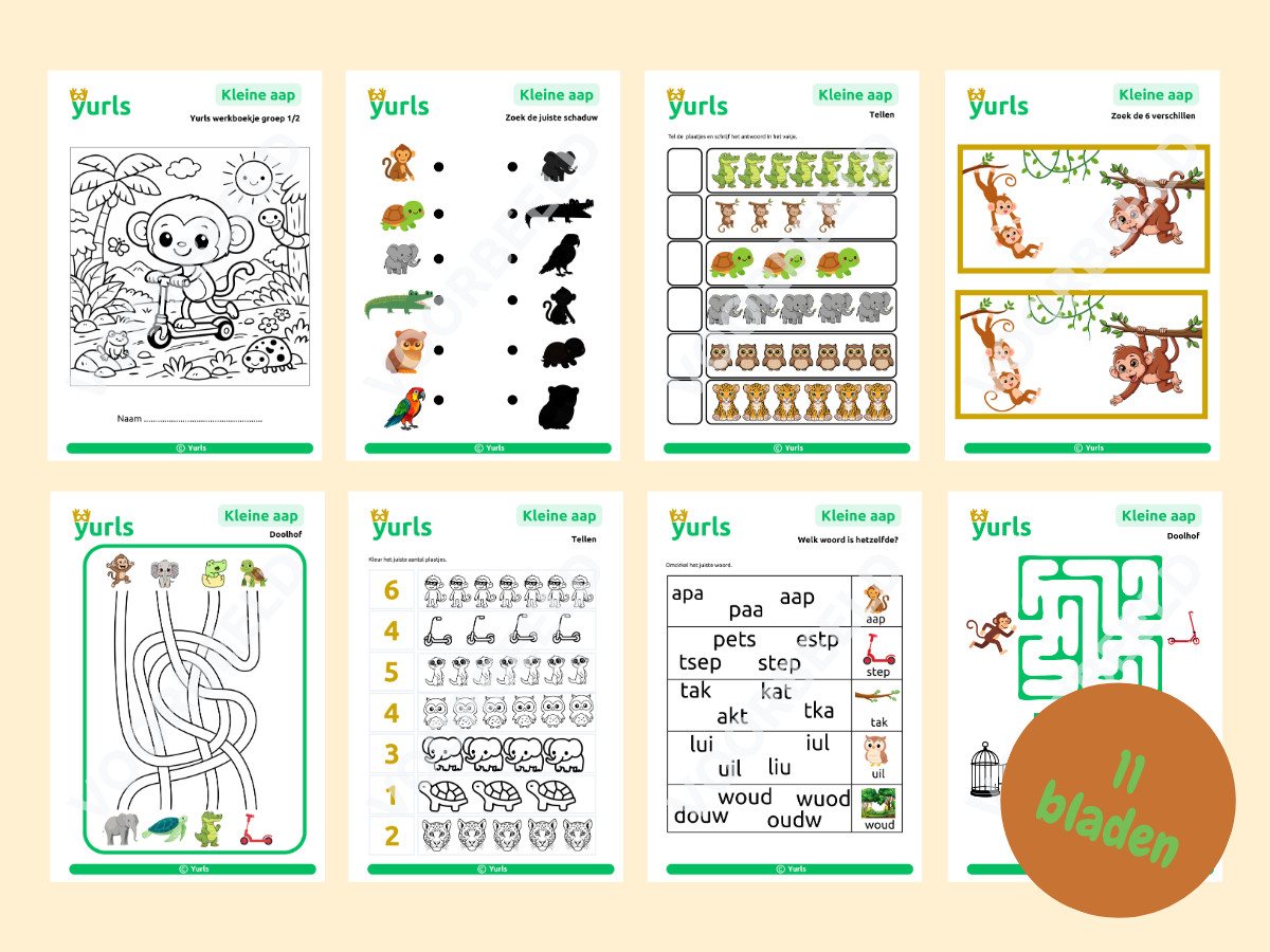 Werkboekje Kleine Aap – werkbladen voor groep 1/2