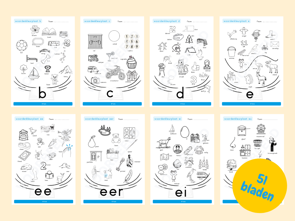 Woordenkleurplaten totaal – woordenkleurplaten voor groep 3