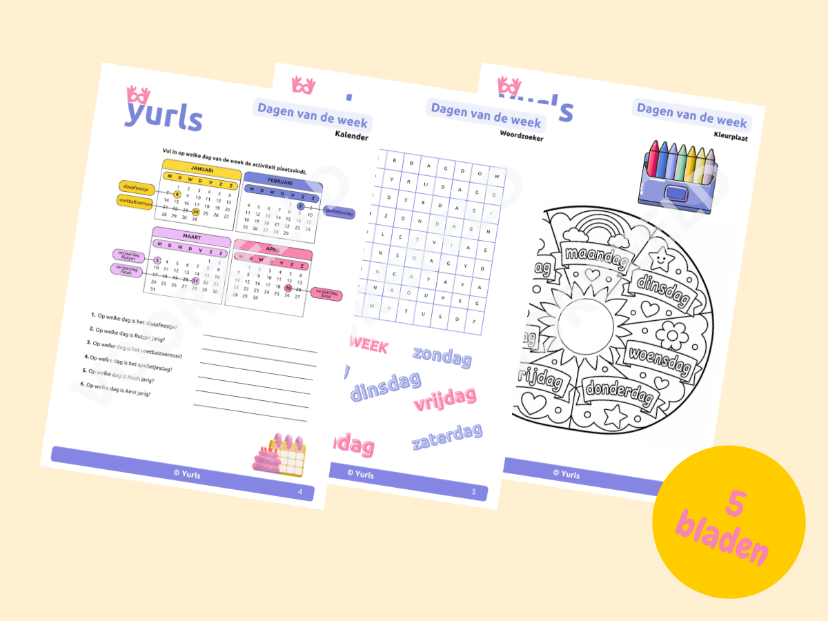 Dagen van de week | werkbladen voor groep 3/4