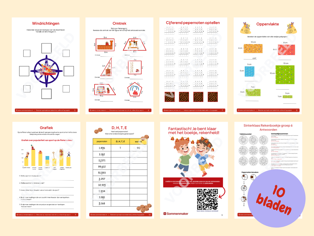 Rekenboekje Sinterklaas – werkbladen voor groep 6