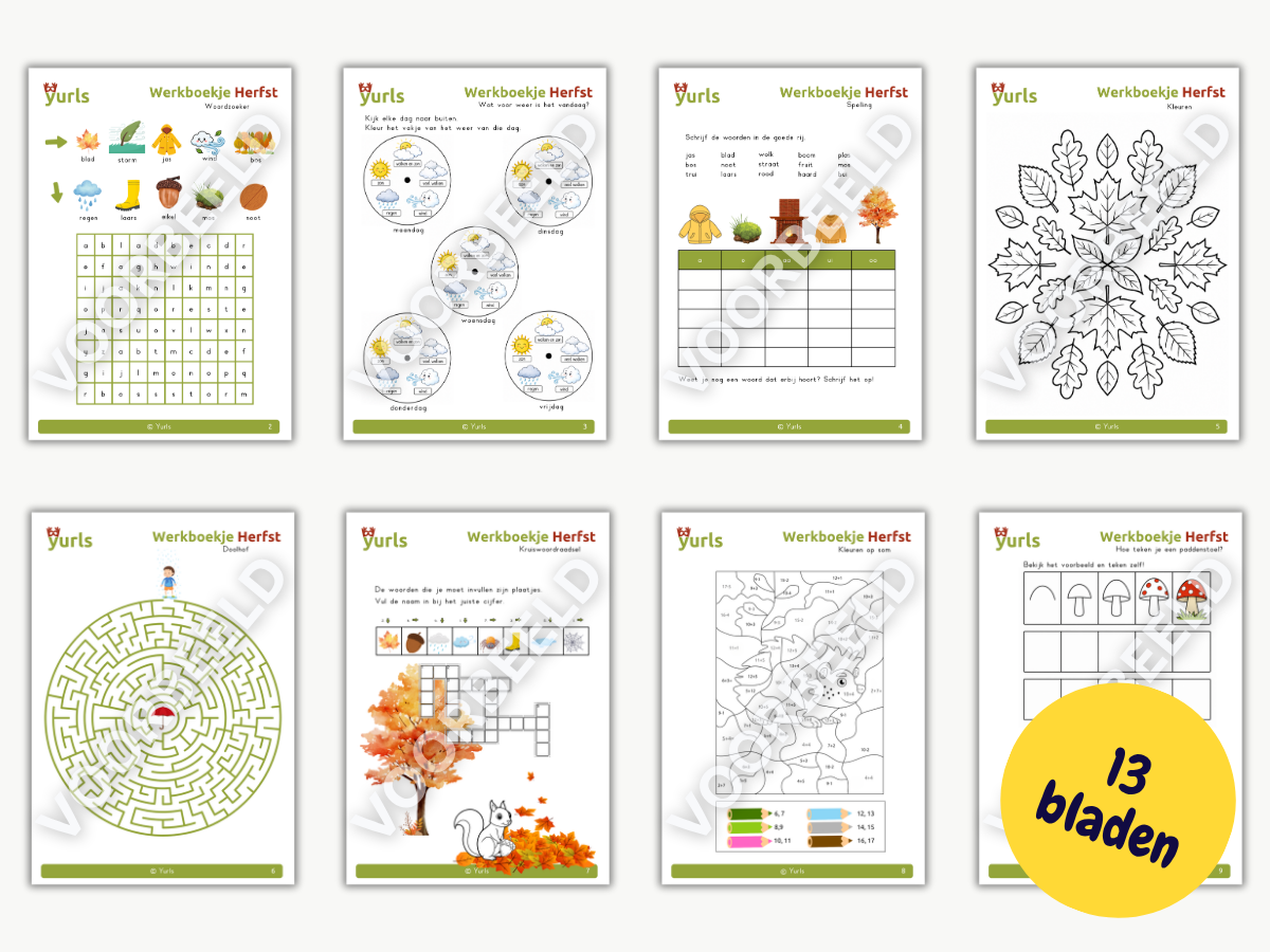 Werkboekje Herfst – werkbladen voor groep 3