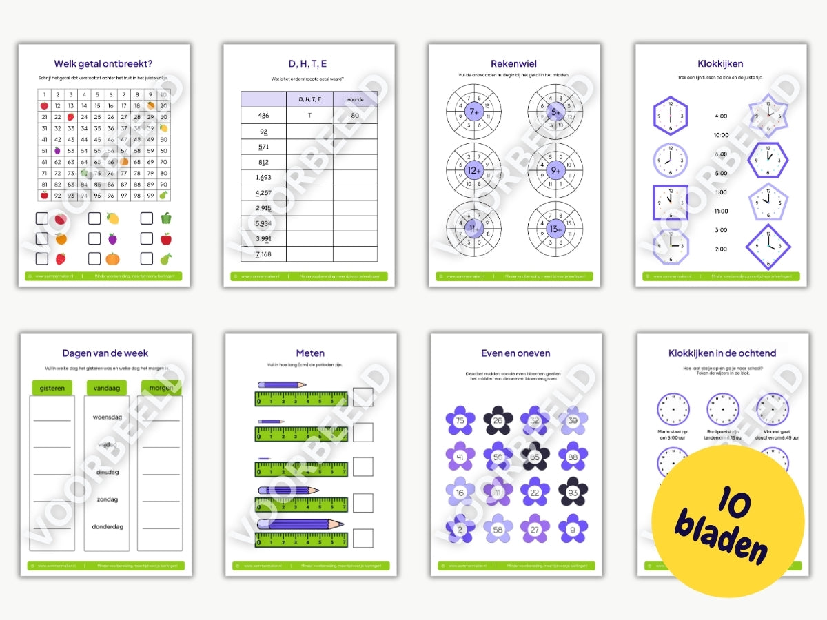 Rekenboekje – werkbladen voor groep 4