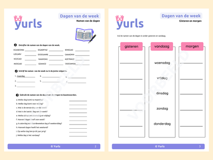 Dagen van de week | werkbladen voor groep 3/4