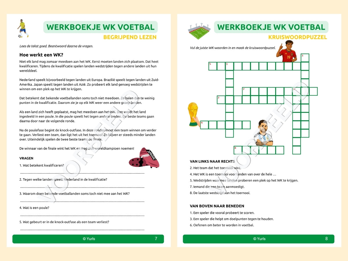Werkboekje WK Voetbal – werkbladen voor groep 5/6