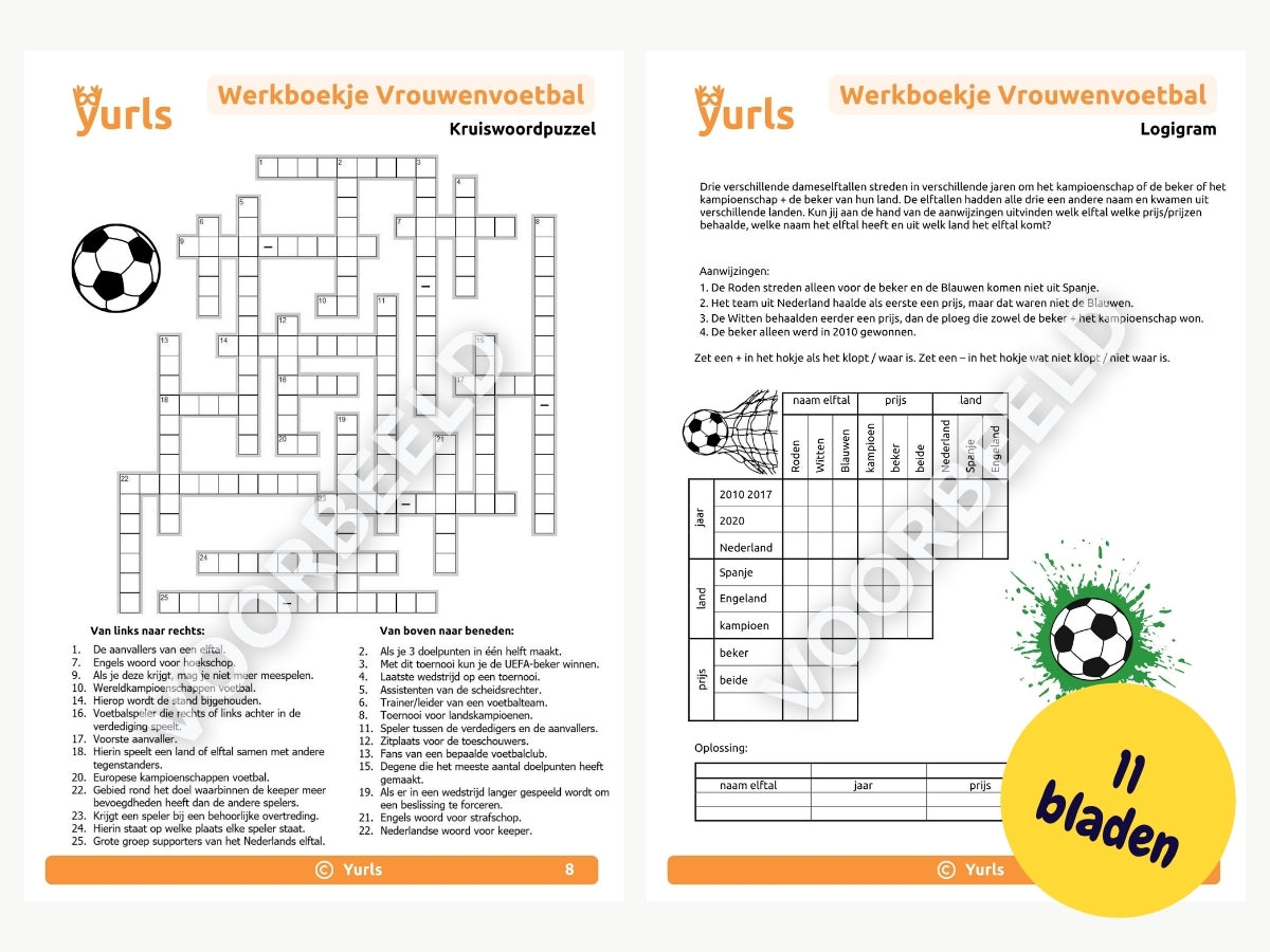 Werkboekje Vrouwenvoetbal – werkbladen voor groep 6/7/8