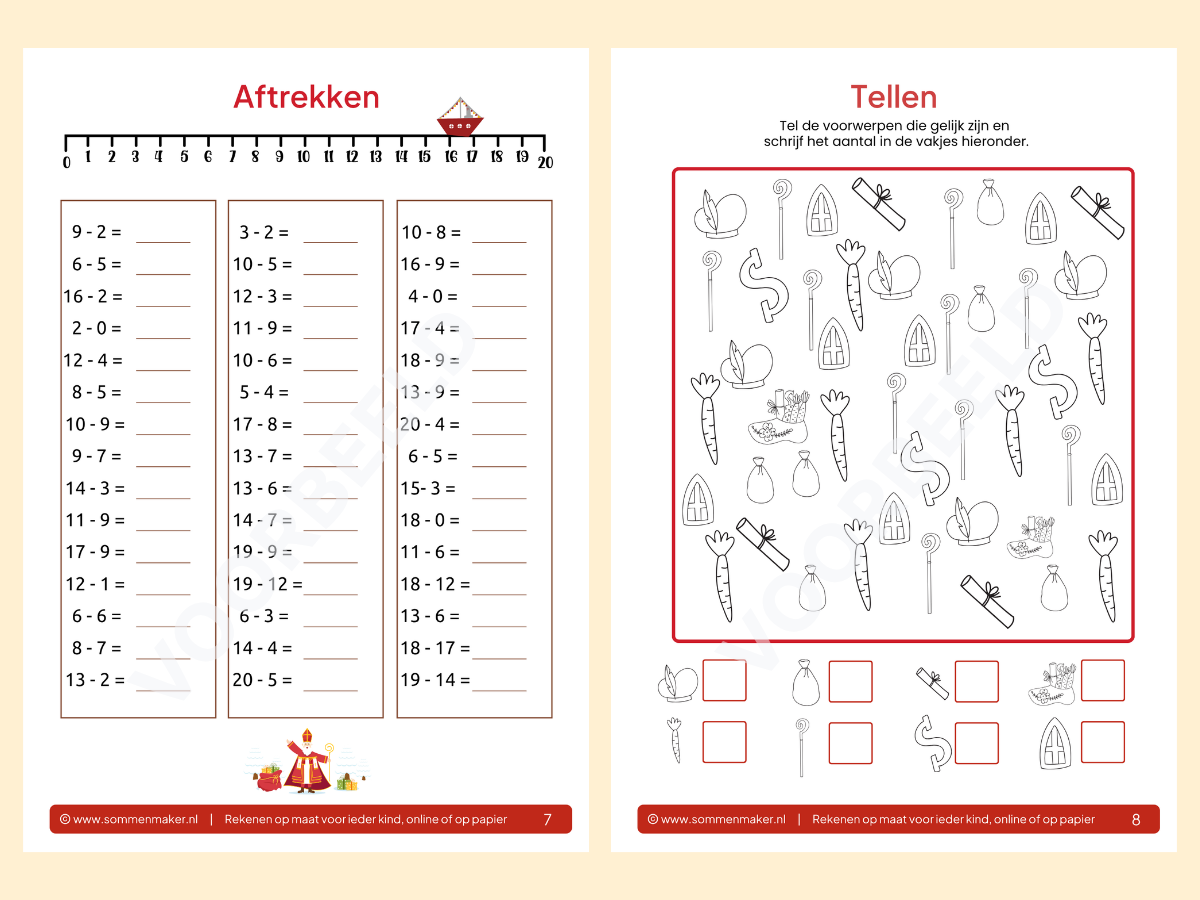 Rekenboekje Sinterklaas – werkbladen voor groep 3