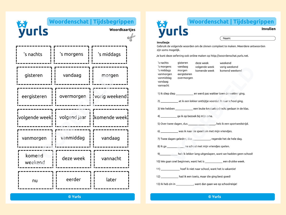 Woordenschat | Tijdsbegrippen – werkbladen voor groep 4/5