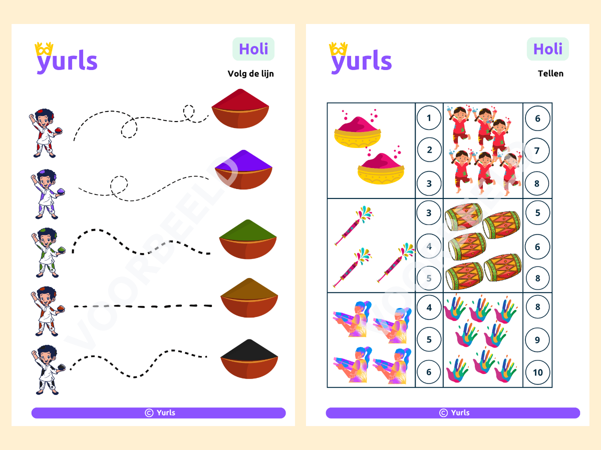 Werkbladen Holi – werkbladen voor groep 1/2