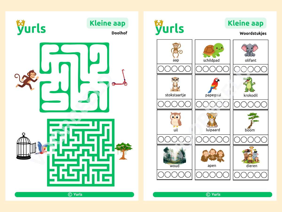 Werkboekje Kleine Aap – werkbladen voor groep 1/2